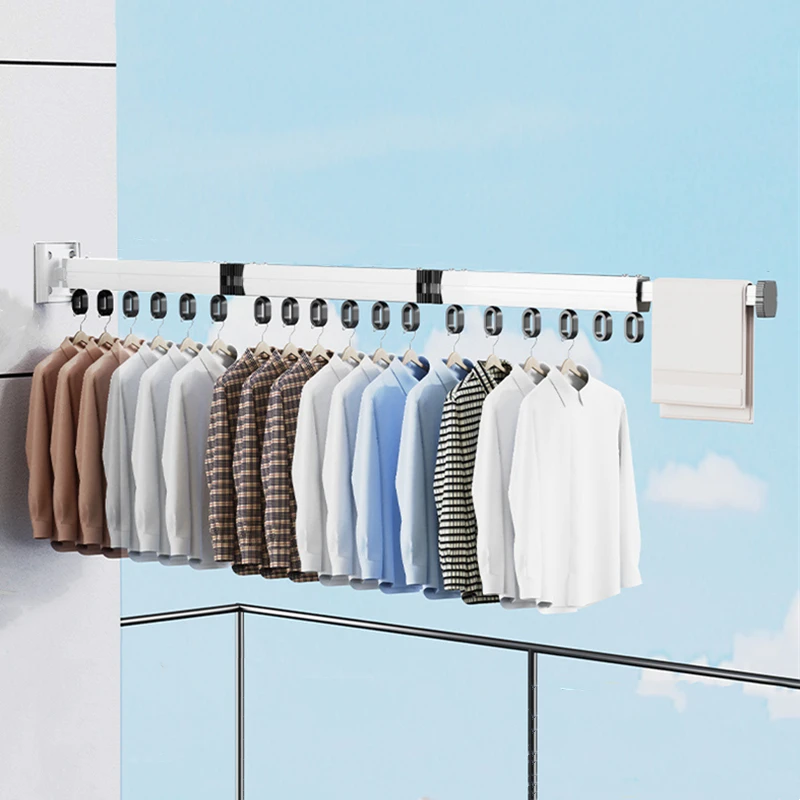 Étendoir à vêtements coulissant, support de séchage pliant en alliage d'aluminium, support de séchage pliable mural, sèche-linge peu encombrant