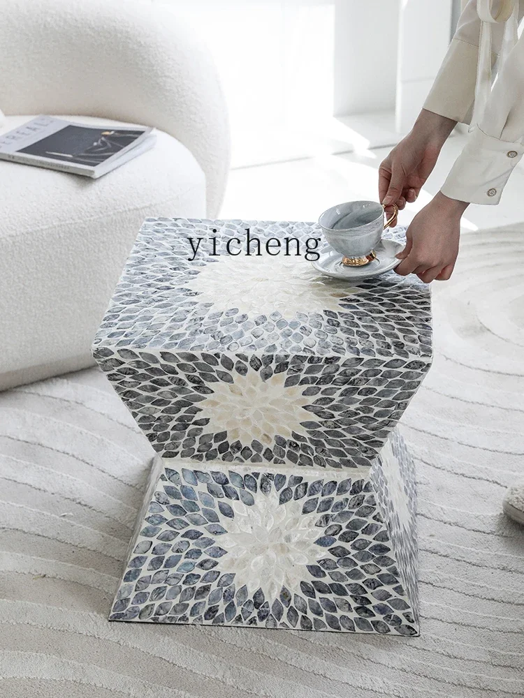 natural shell edge few household living room coffee table high-end sofa corner few balcony square side table