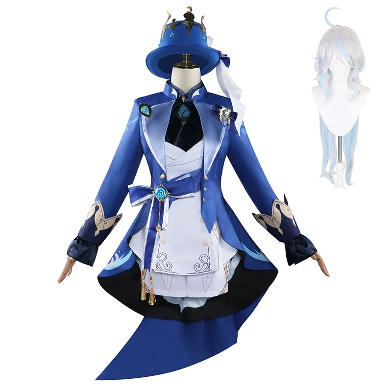 Furina Focalors Traje Cosplay para Mulheres, Roupas Genshin Impact, Uniforme de Carnaval, Trajes de Halloween, Mascarada, Jogo Anime