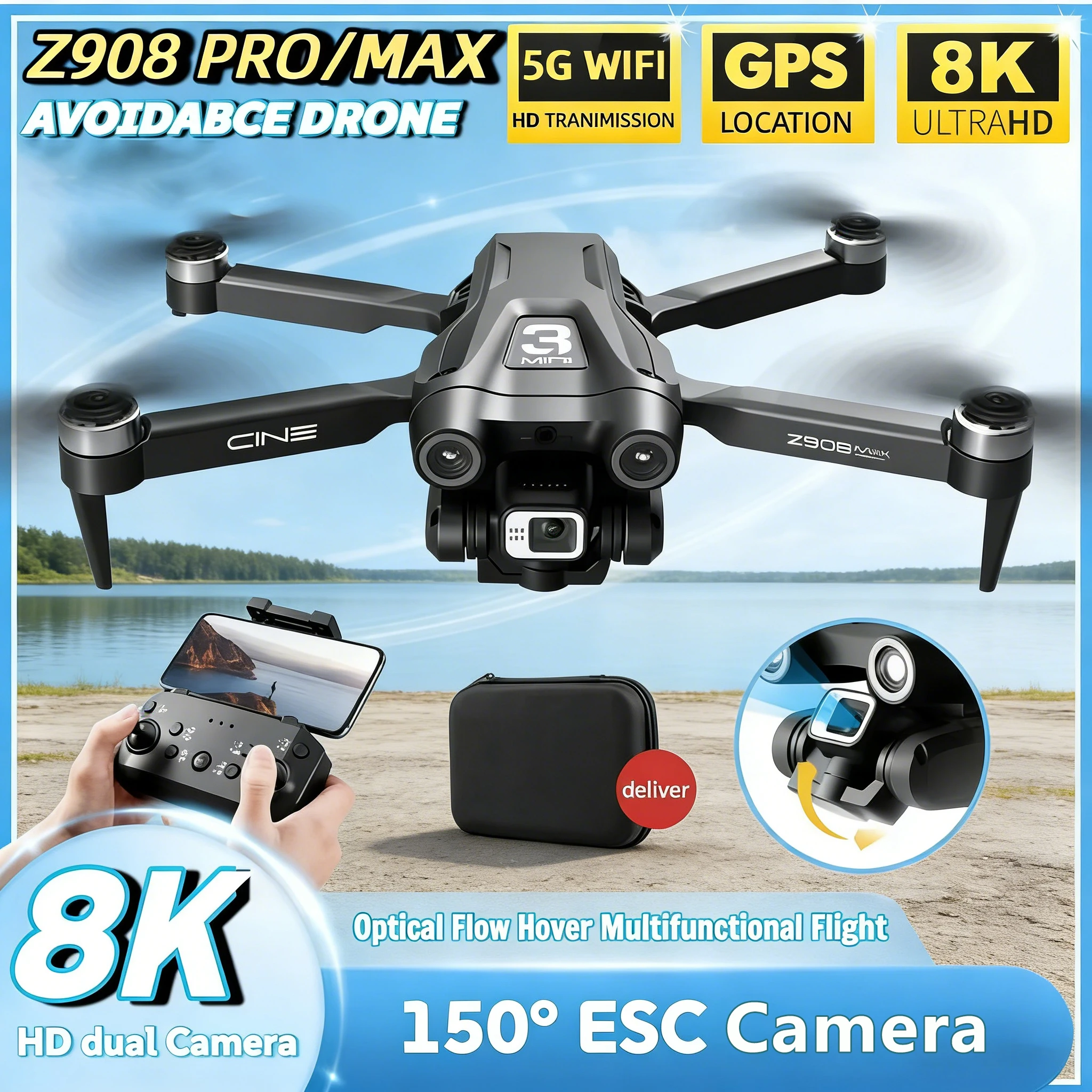

Hot Z908 RC Drone 8K Aerial Photography professional HD camera 5G WIFI FPV RC Brushless Motor Foldable Quadcopter RC UAV Toygifs