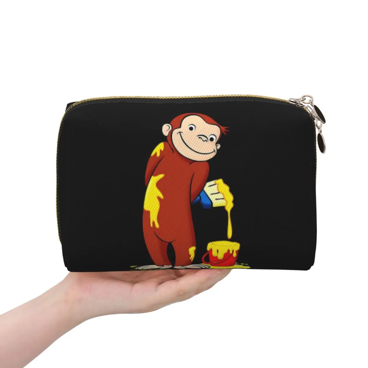 

Curious George Women Cosmetic Bag Travel Makeup Organizer Pouch Toiletry Storage Dopp Kit Case