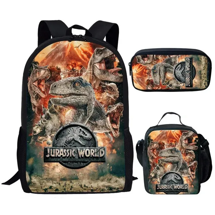 Student 3D Jurassic World Dinosaur Print Backpack, School Backpacks, Laptop Backpack, Lunch Box, Pencil Case, Harajuku, Popular,