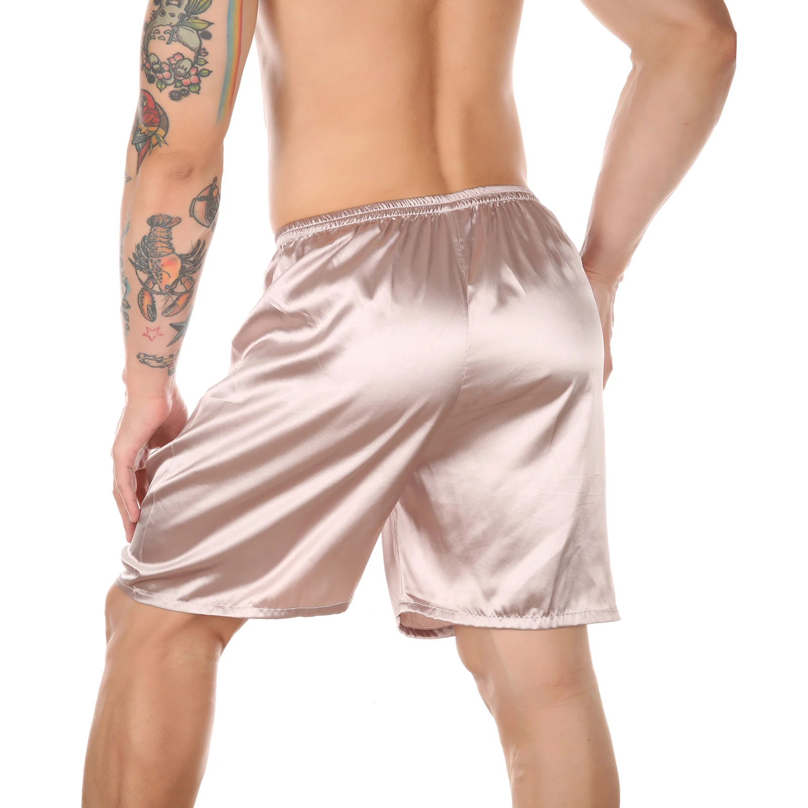 CLEVER-MENMODE Nightwear Satin Pajamas Shorts Men Sleep Bottoms Home Pyjamas Lounge Homewear Boxers Short Pants