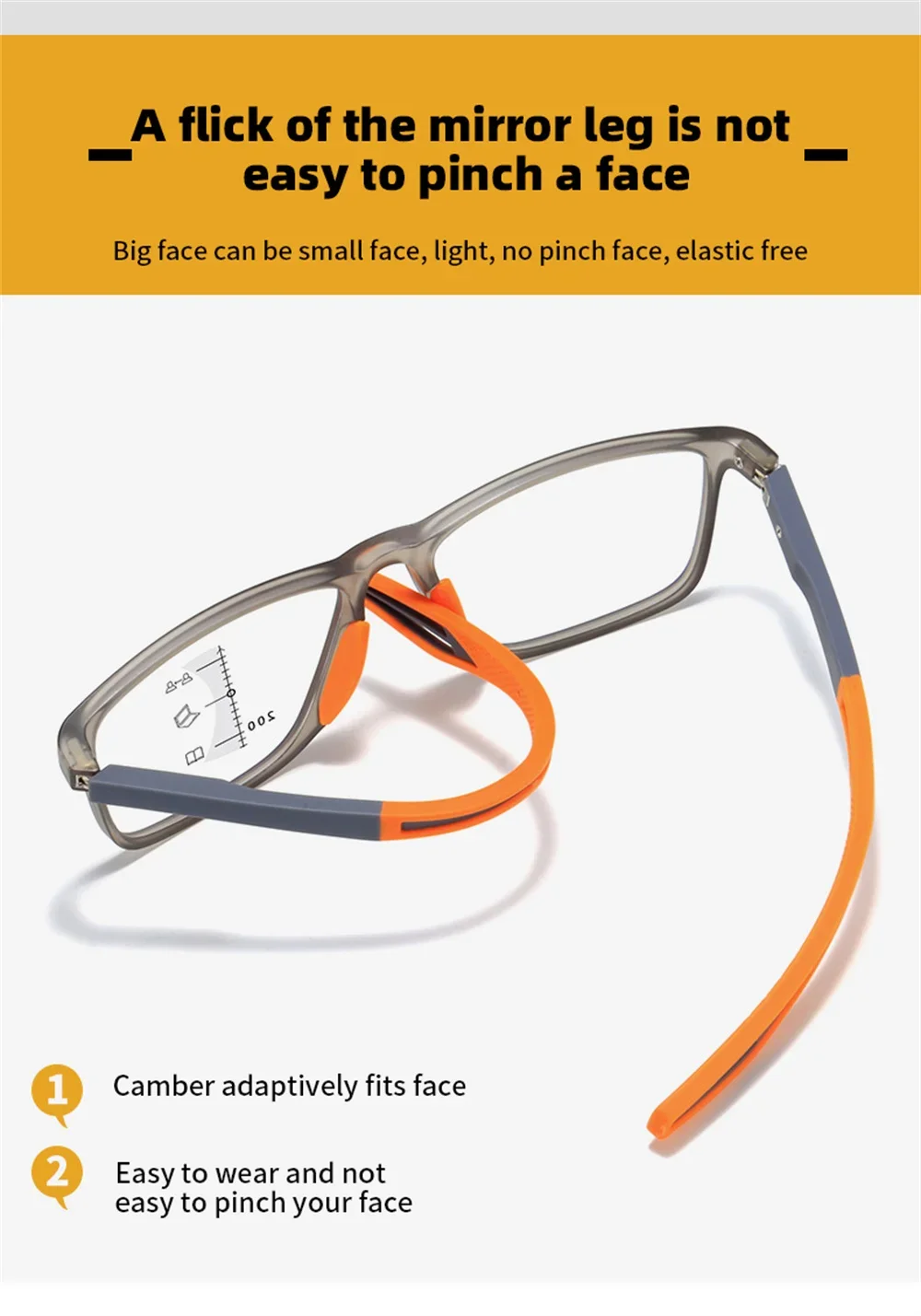 TR90 Farbwechsel Progressive Hyperopiebrille Intelligente photochrome multifokale Lesebrille Verschreibungspflichtige Brillen – Detail 16