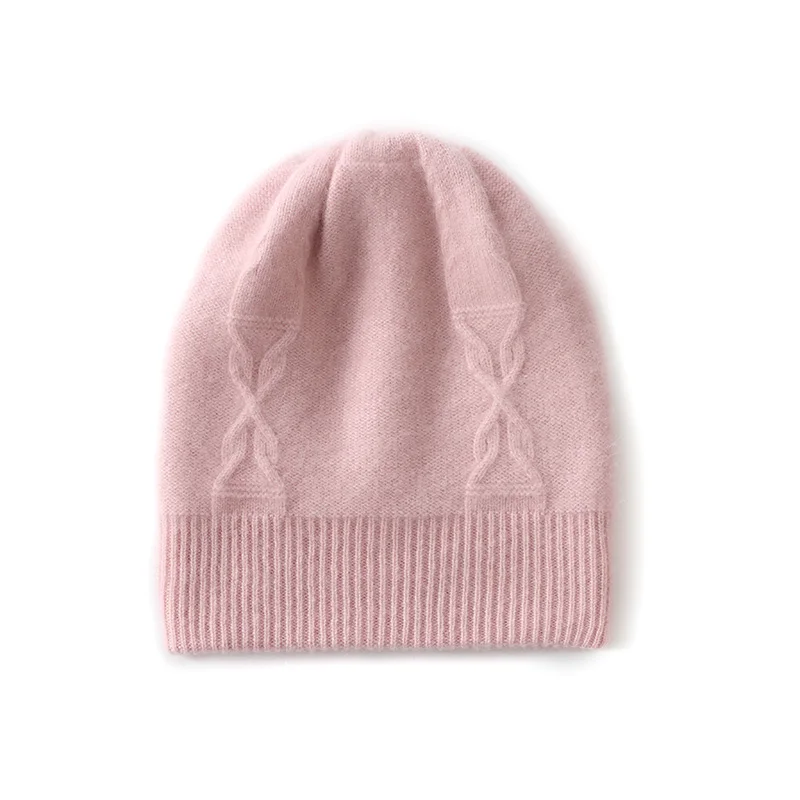 

100% pure cashmere women's pullover hat, knitted warm high-end cashmere hat in autumn and winter, solid color hot selling