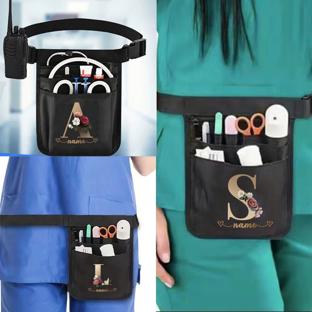 Customized Gold Letter Series Multi Functional Tool Waist Bag Nurse Medical Supplies Storage Nurse Bag