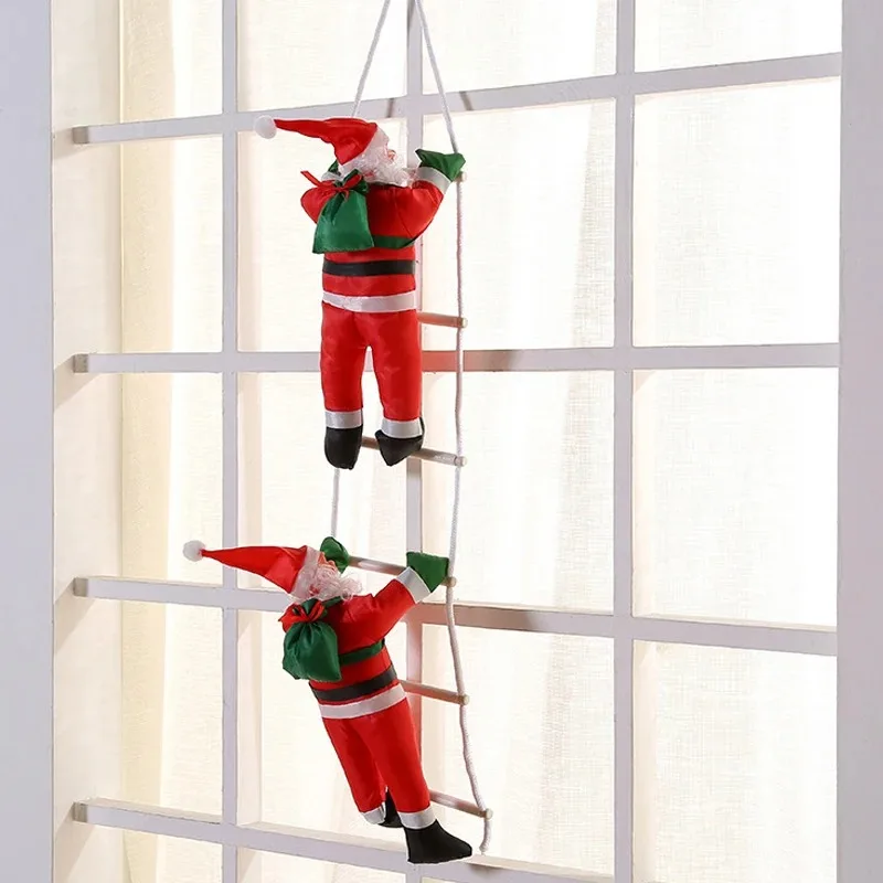 Santa Claus Climbing on Rope Ladder Christmas Home Pendant Xmas Trees Pendant Hanging Ornament 2024 New Year Xmas Decor Gift