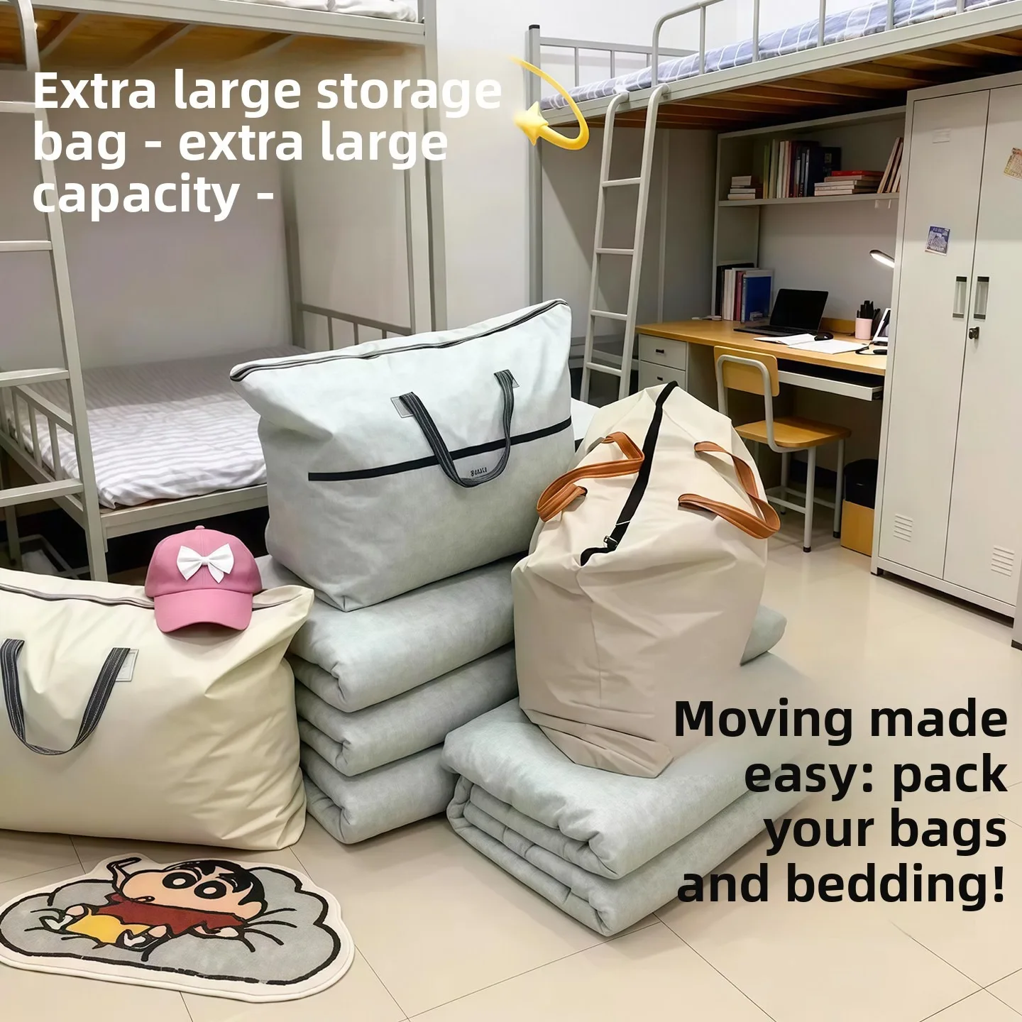 Waterproof Woven Moving Bag Large Capacity Quilt Storage Bag Clothes Bedding Luggage Organizer Packing Sack for Home Moving