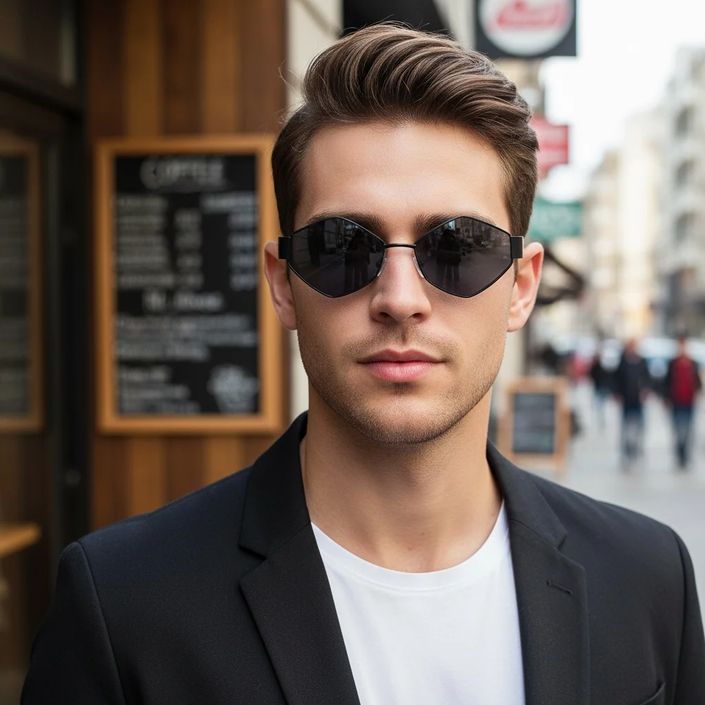Vintage Fashion Sunglasses For Women High-end Metallic Rhombus Shape Street Photography Style Sunglasses 2181 gallery 2