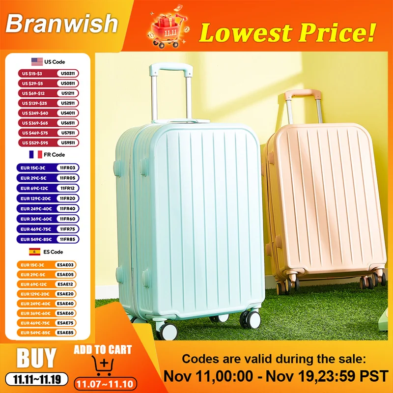 

20/24/26 Inch Macaron Color Travel Suitcase ABS Large Capacity Luggage with Resistant Quiet Wheels for Vacation Single Box Type