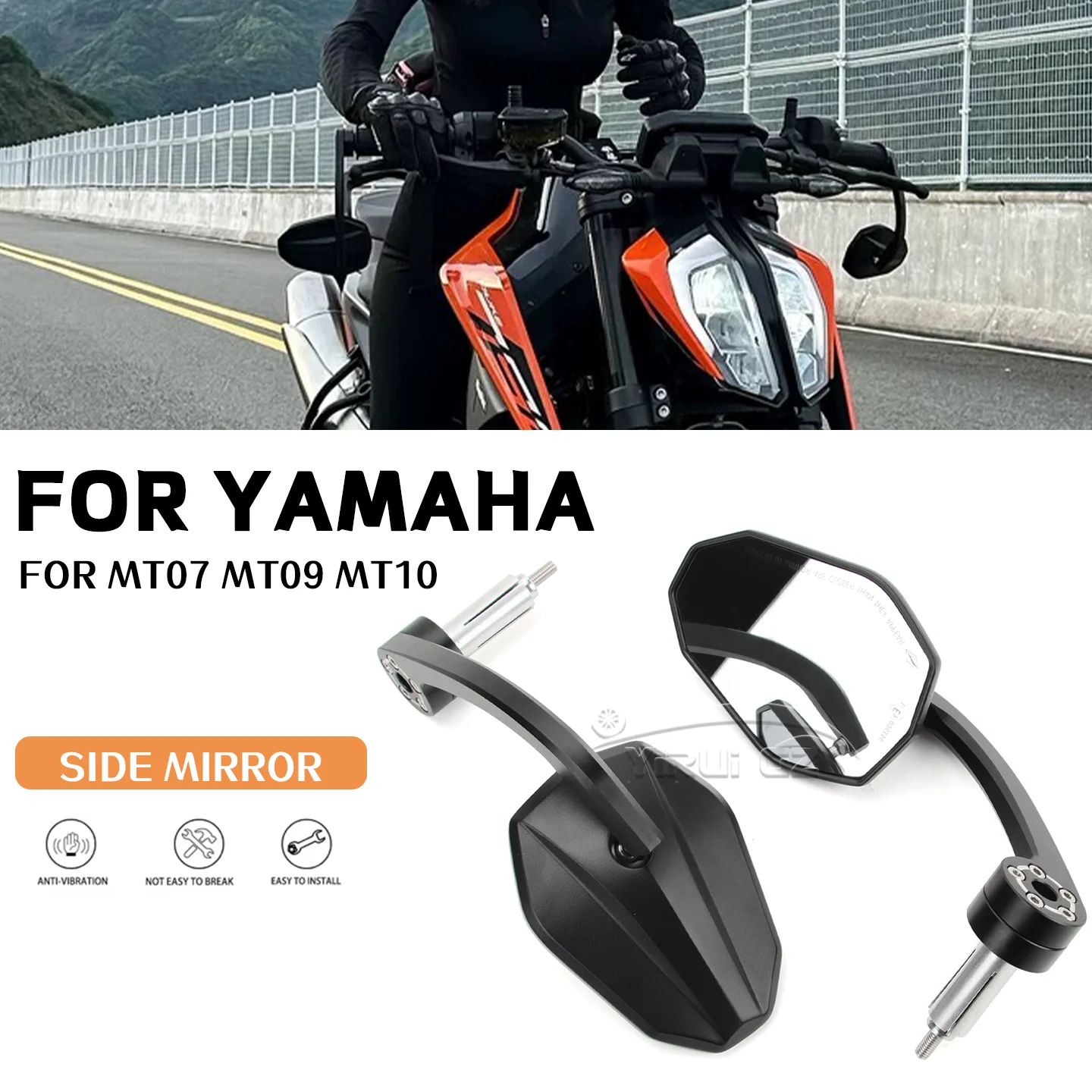 Motorcycle Mirrors Handlebar Mirrors Universal Motorcycle Mirror Wide Vision For YAMAHA MT07 MT09 MT10 MT07 MT09 MT10 MT07 MT09