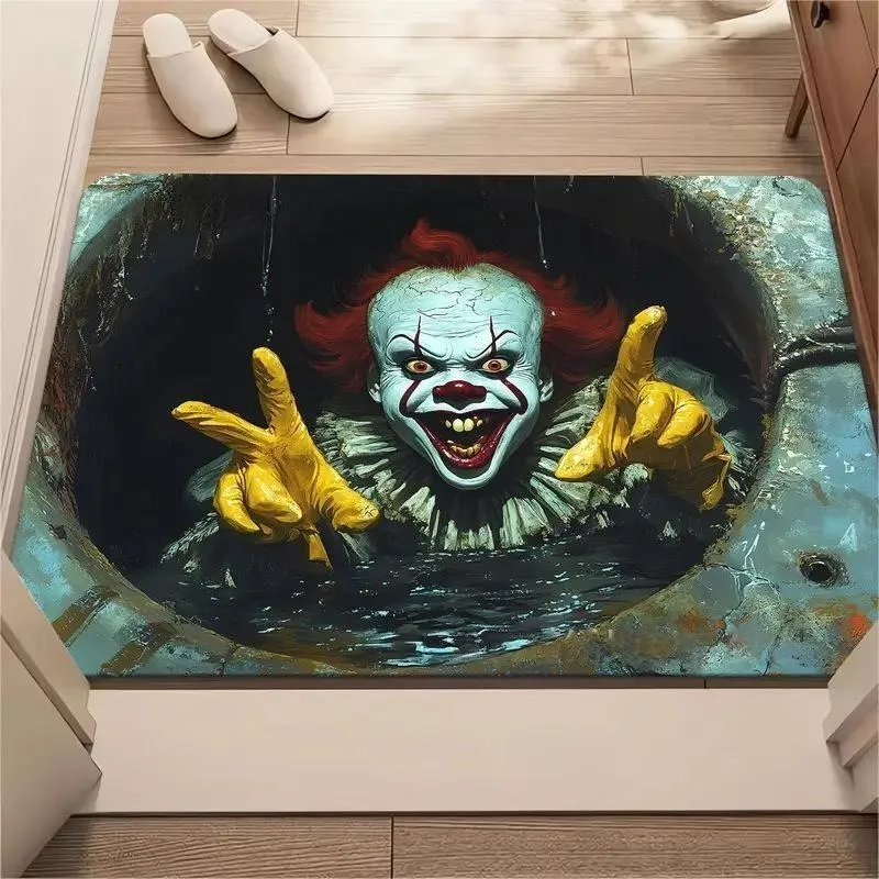 مخيف مهرج ثلاثية الأبعاد الوهم السجاد حصيرة المجاري فتحة طباعة عدم الانزلاق البساط الأصفر قفازات الرعب موضوع ديكور المنزل الحصير أرضية داخلية