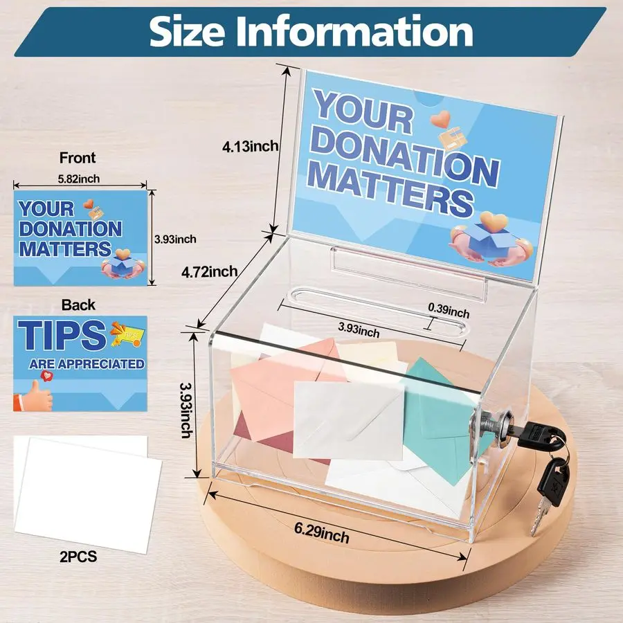 صندوق تجميع بطاقات العمل مع قفل مدمج، لون شفاف، 12 عبوة #2