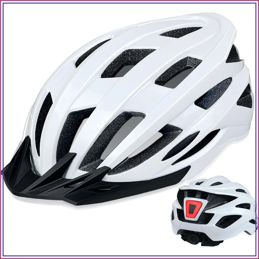 Adult Bike Helmet with Multi-Mode Rear LED, Lightweight, Adjustable Fit 56-62cm, Carbon Black Glossy