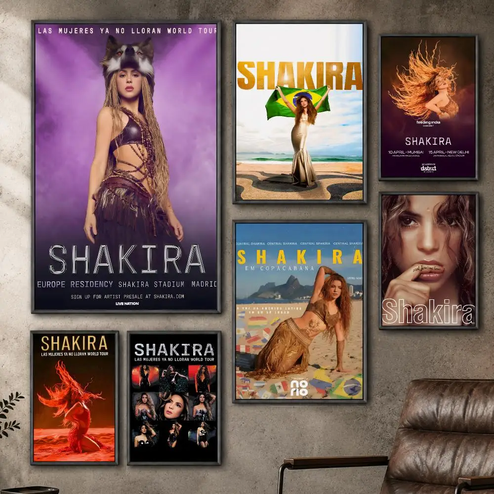 Music Shakira Latin Pop Singer Dance Poster  PP Self Adhesive Home Garage Dorm Bar Wall Decor Aesthetic Retro Gift