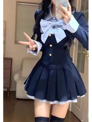 Winter Bow Vintage Wool Dress Women Long Sleeve Bow Lolita Kawaii Dress Female Koren Fashion Designer One Piece Dress 2024 New
