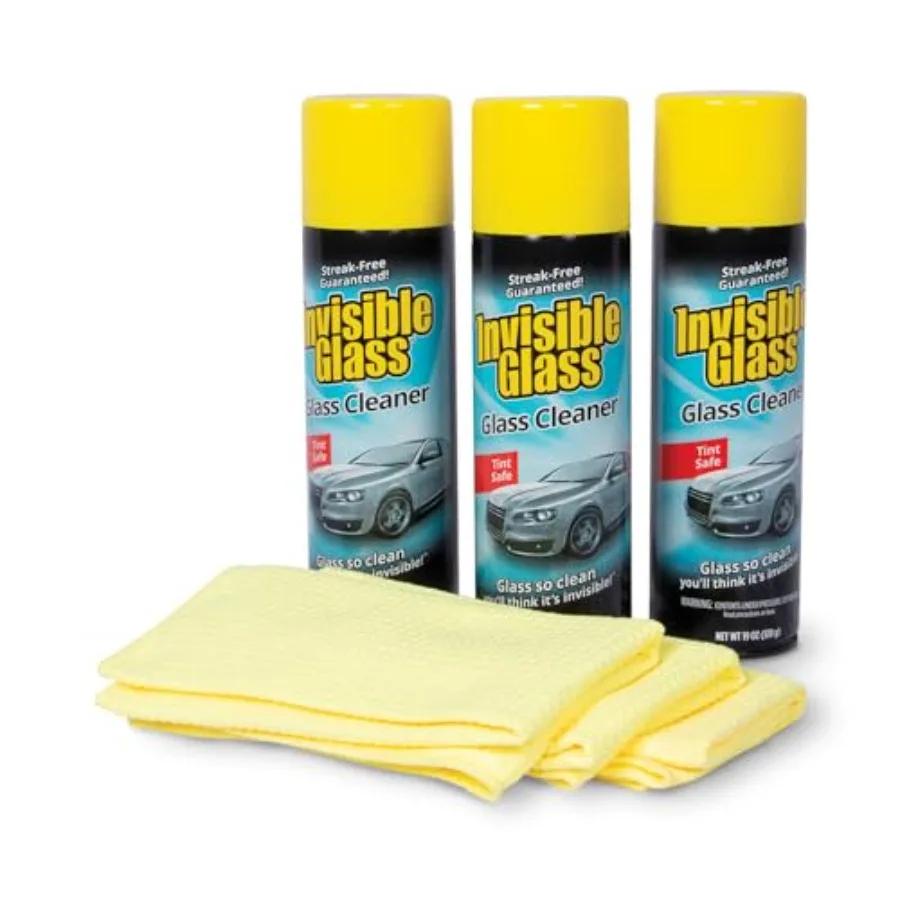 

99011 Premium Aerosol Glass Cleaner Spray Kit Includes 3 Premium Aerosol Glass Cleaner Spray, 3 Waffle Weave Microfiber Towels