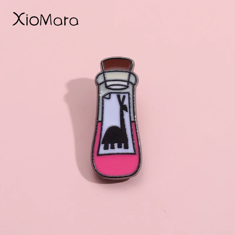 Fun Animal Magic Bottle Enamel Pins Custom Kuzco’s Potion Brooches Lapel Badges Cartoon Movie Jewelry Gift For Kid Woman