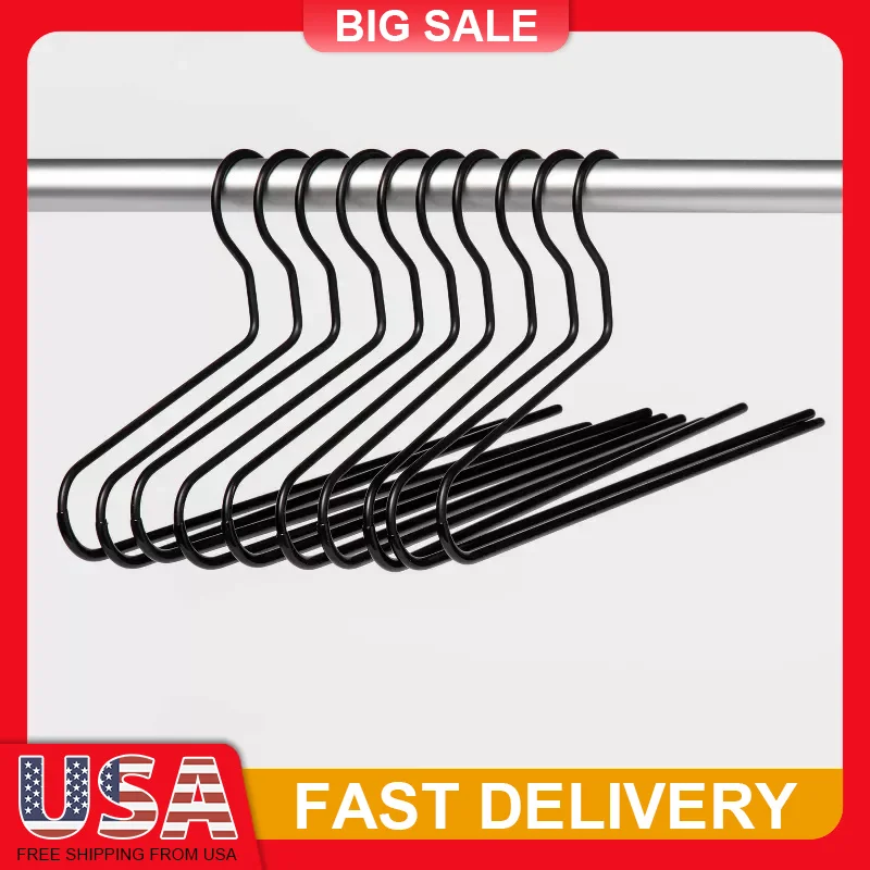 

10Pack Pants Hangers Stainless Steel Non Slip Closet Hangers with Textured Bar for Trousers Skirts Wardrobe Organization Storage