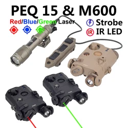 Tactical UHP AN PEQ 15 PEQ-15 LA5C Red Dot Green Blue Laser Indicator IR SureFire M600 Weapon Scout LED AR15 Light Fit 20MM Rail