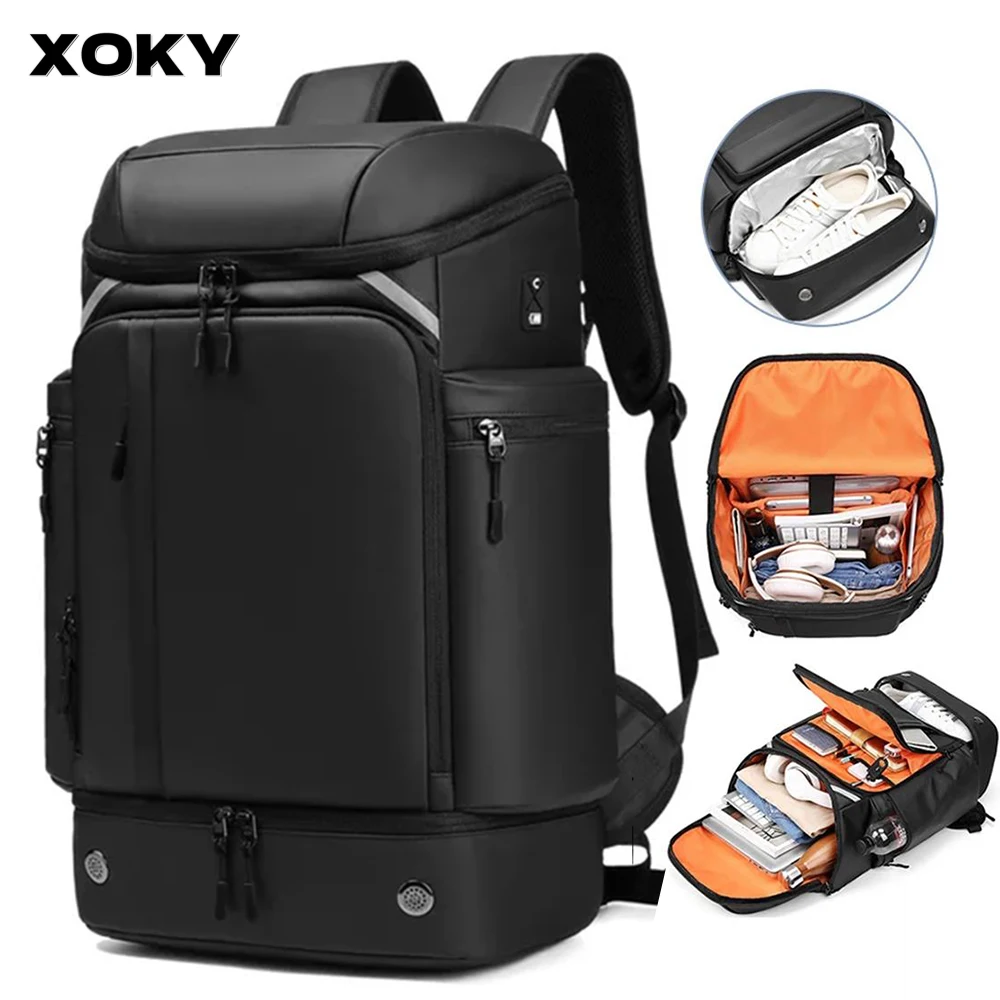 XOKY Men travel backpack large capacity trekking Backpack Business 17 Inch Laptop Backpack 50L Hiking Backpack With shoe bag ﻿