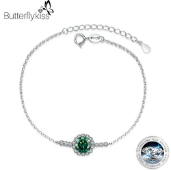 Butterflykiss New 1Carat Sparkle Diamond Bracelet With Certificate 925 Sterling Silver Chain Charms For Women Girls Jewelry Gift