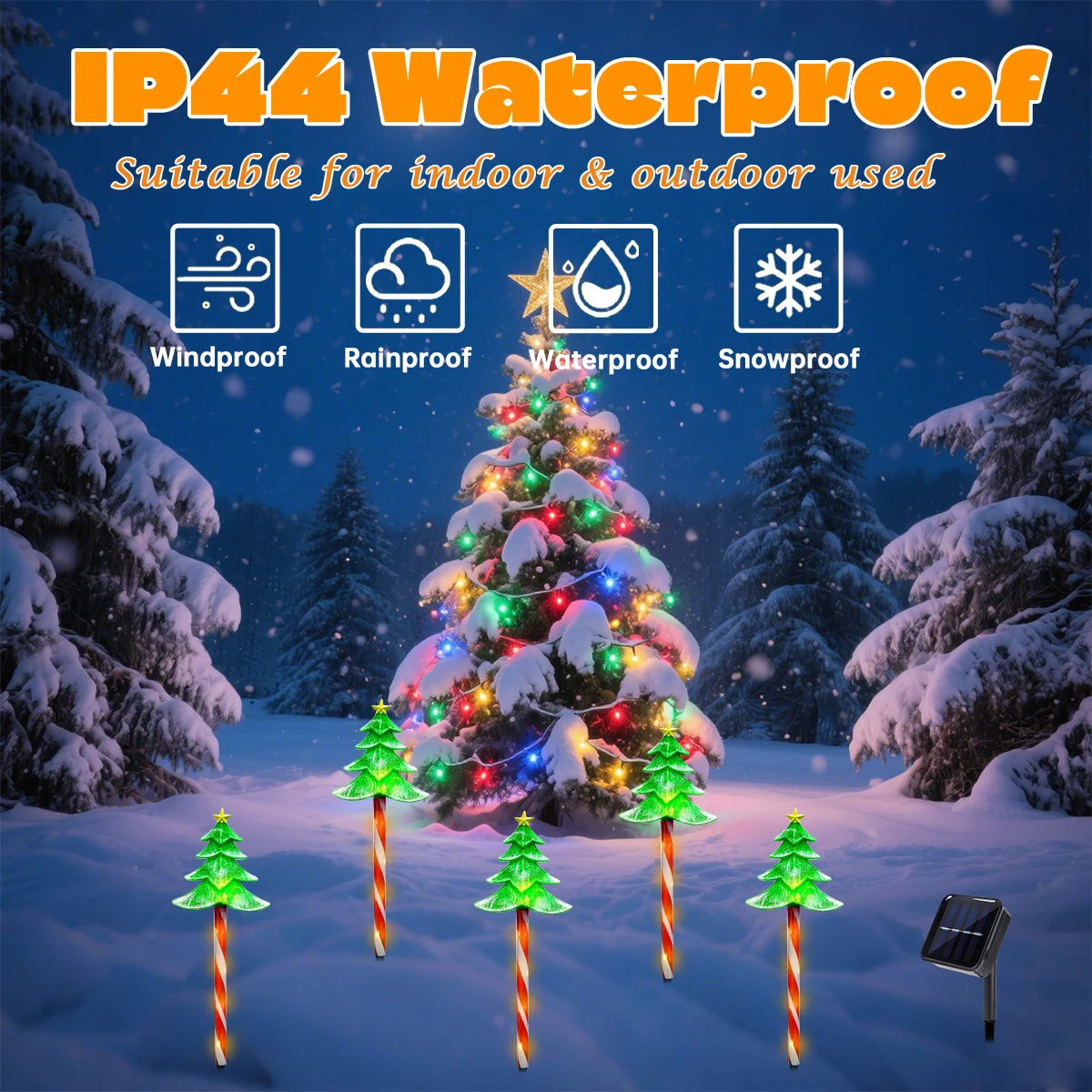 1 مجموعة من 5 شجرة عيد الميلاد الشمسية الأرض التوصيل ضوء 8 طرق شجرة عيد الميلاد أضواء الحلوى مثالية للفناء ساحة الحديقة تزيين في العطلة