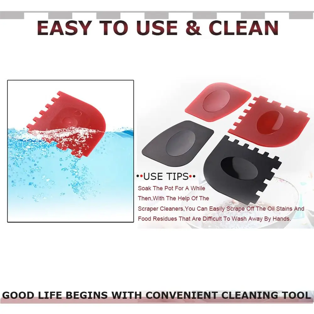 Portable Serrated Grill Pan Scraper Silicone Kitchen Cleaning Cast Iron Skillet Cleaning Scrapers Cleaninh Blade Iron Pot