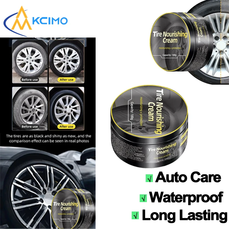 Premium 100g Car Tire Shine Cream - Long Lasting Wheel Wax Waterproof Tire Polish Cleaner Universal Fit Auto Care