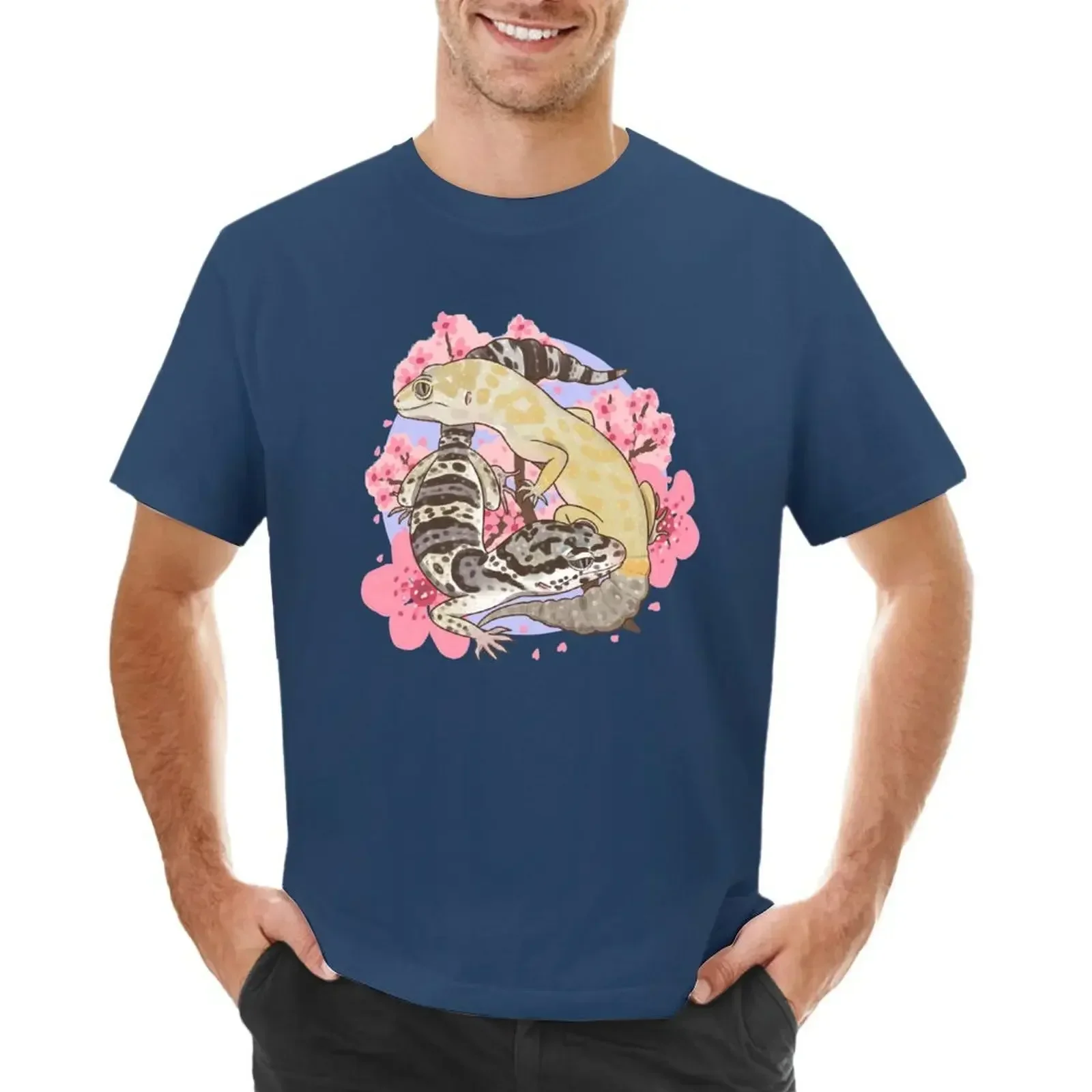 Leopard Geckos and Sakura T-shirt tees new edition kawaii clothes men clothing