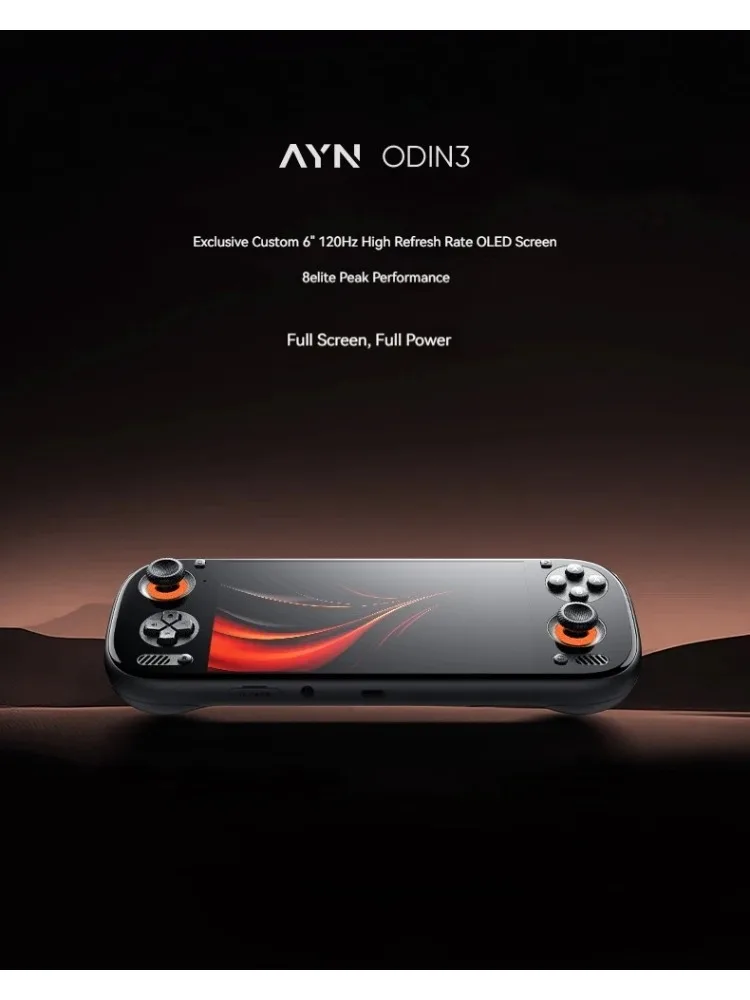 AYN Odin 3 Handheld-Spielkonsole 6 Zoll 1080P 120Hz AMOLED Touchscreen Eingebauter 8000mAh Großer Akku Hall-Effekt-Joystick & -Trigger Tragbare Retro-Videospielkonsole Unterstützt Mehrere Emulatoren
