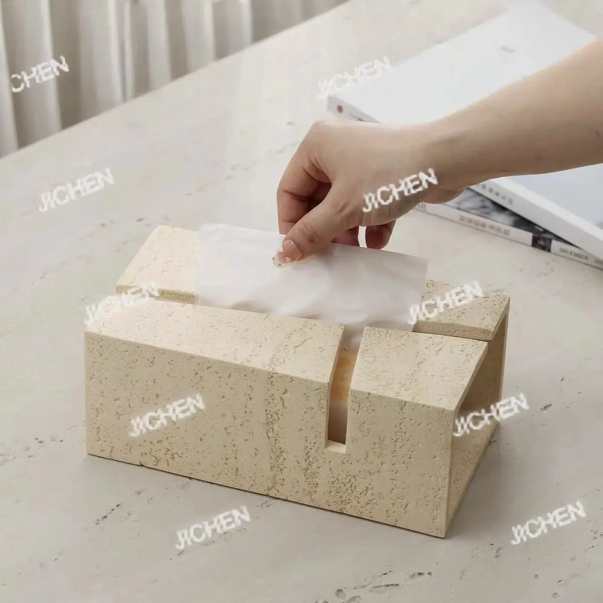 

Коробка для салфеток JC из травертина, для гостиной, кофейного столика, для дома и отеля, диспенсер для салфеток, подарочное украшение