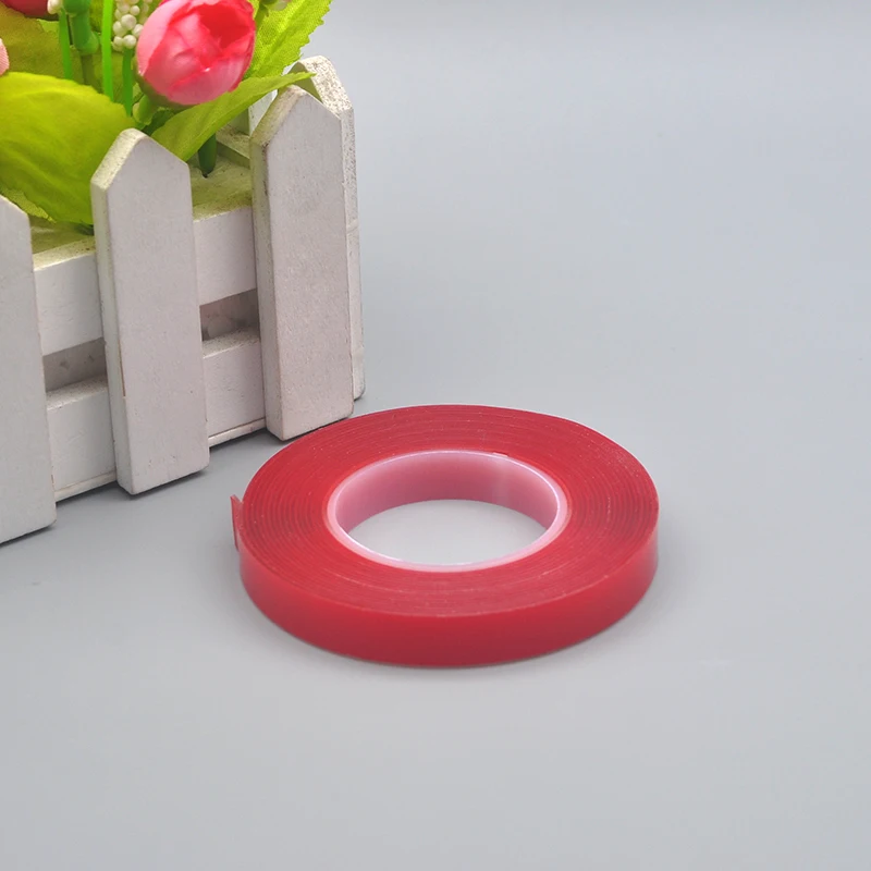 1pc Wide 1cm long 5m Red nano transparent acrylic double-sided tape, high viscosity, waterproof, double-sided adhesive