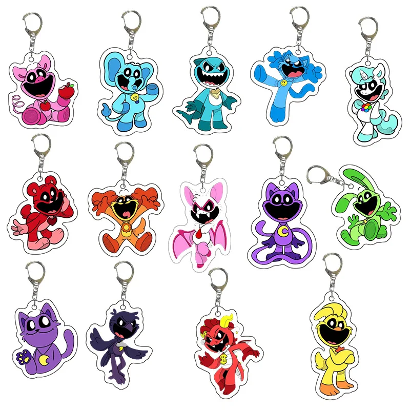 

7PCS New Game Poppy Playtimes Series Kawaii Keychain Cartoon Cute Character Creativity HD Printed Acrylic Backpack Keychain