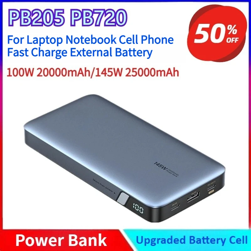 

New 140W 25000mAh Power Bank Portable PD Fast Charging PowerBank for Laptop Notebook Cell Phone Fast Charge External Battery