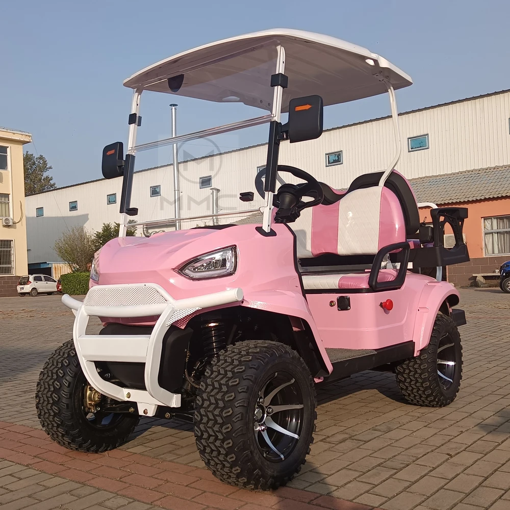 Comfortable 48V 4 Wheel 4 Seater Pink Golf Carts Quality 4000W Motor Golf Scooter Electric Cart 3 - 4 People Travel Golf Carts