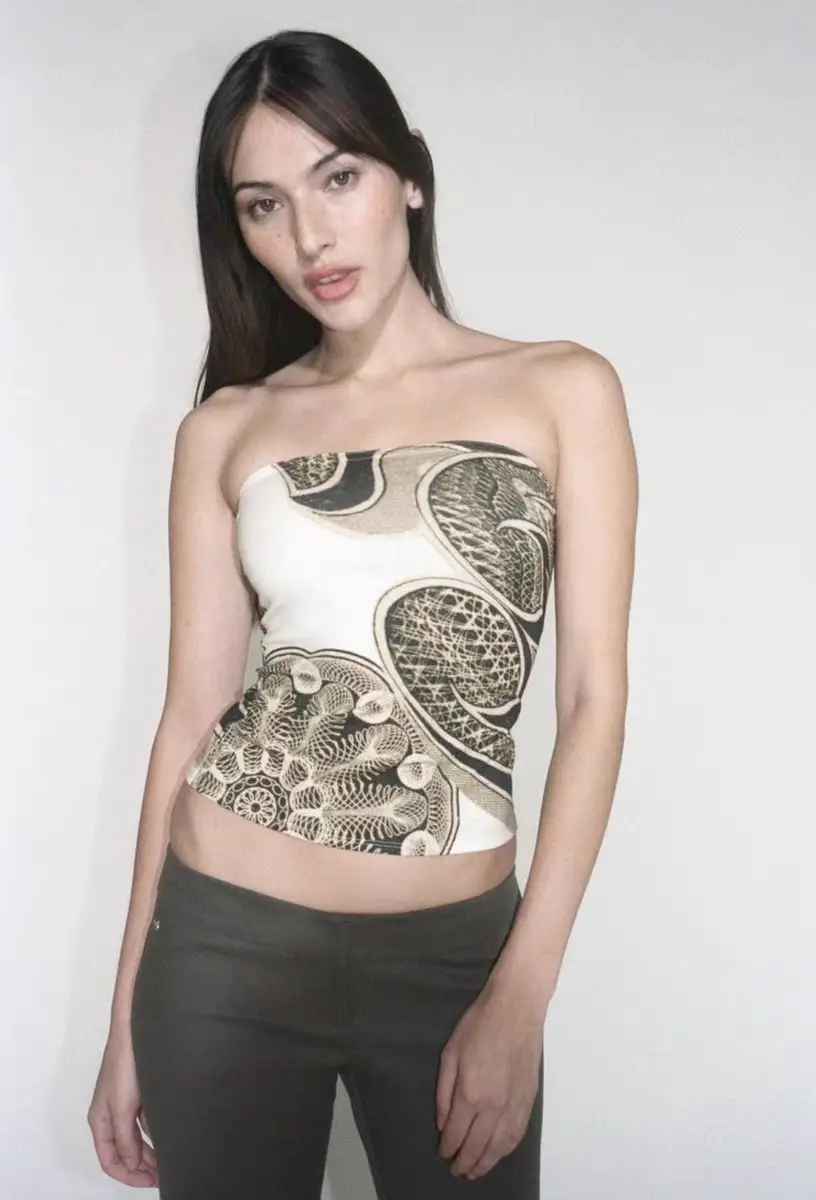 Miaoou elegant upper body effect full of Haley cream vest gold coin print strapless women