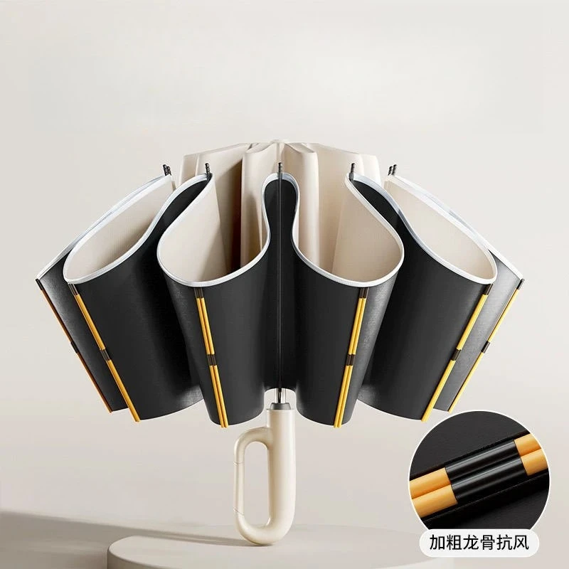 Thickened and Enlarged Umbrella, Large Parasol, Weather and Rain, Fully Automatic Folding Sunscreen Ring Buckle Umbrella