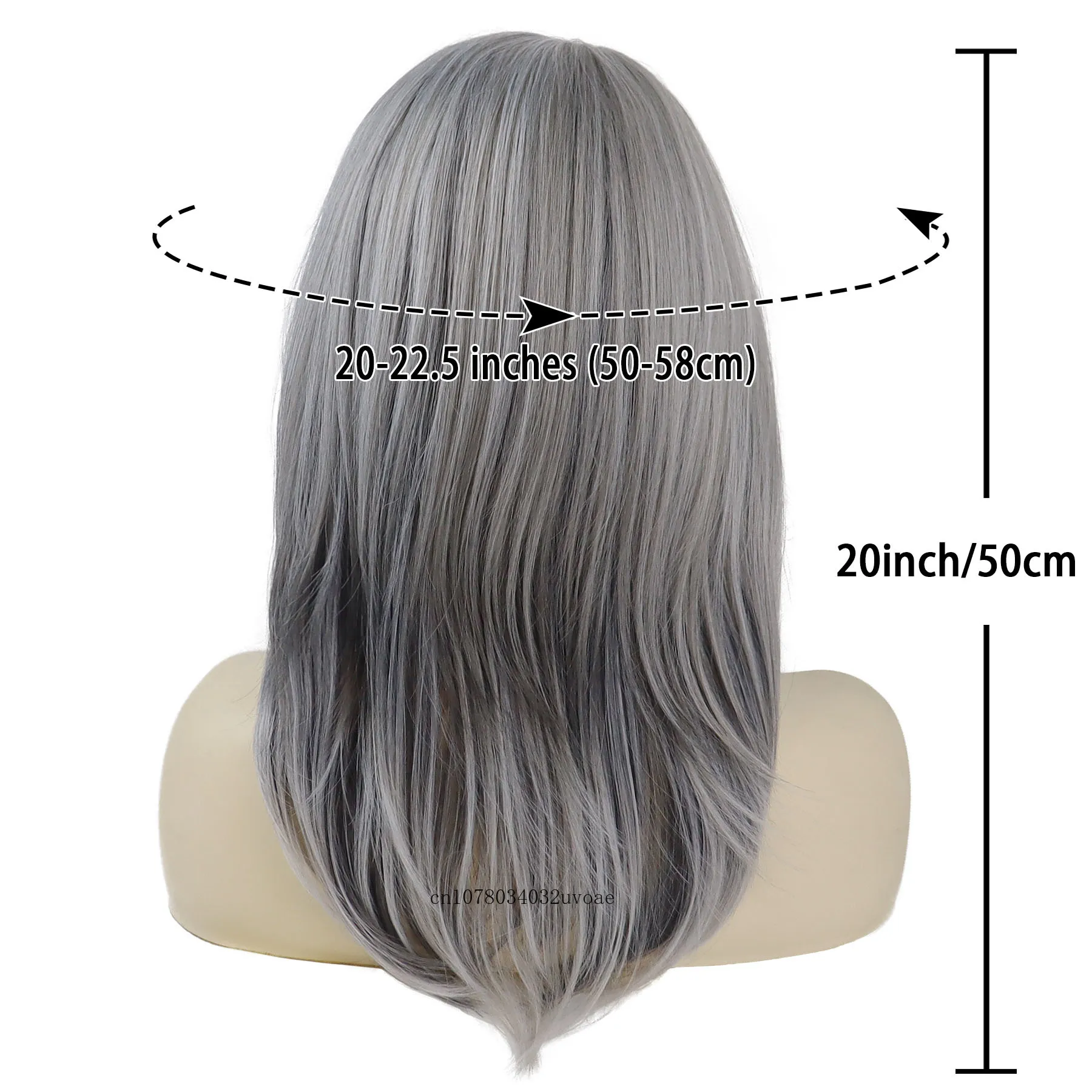 Synthetic Hair Long Grey Wig for Women Natural Straight Hairstyles Mommy Wig Bangs Old Lady Costume Party Silver Gray Granny Wig