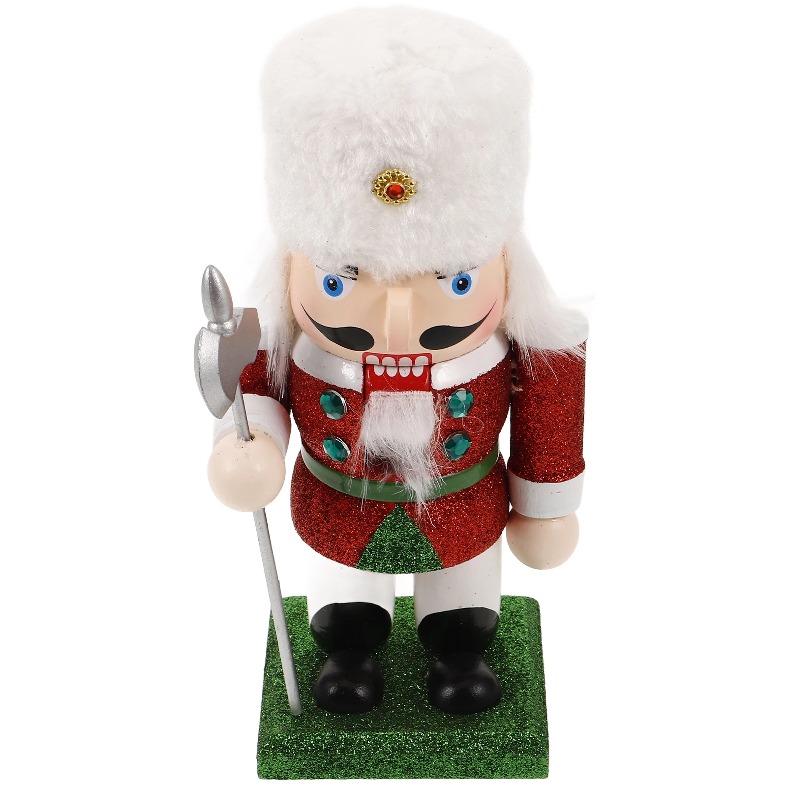 

Charming Wooden Nutcracker Soldier Christmas Decoration Glitter Accents Vintage Style Traditional Small Holiday Tabletop
