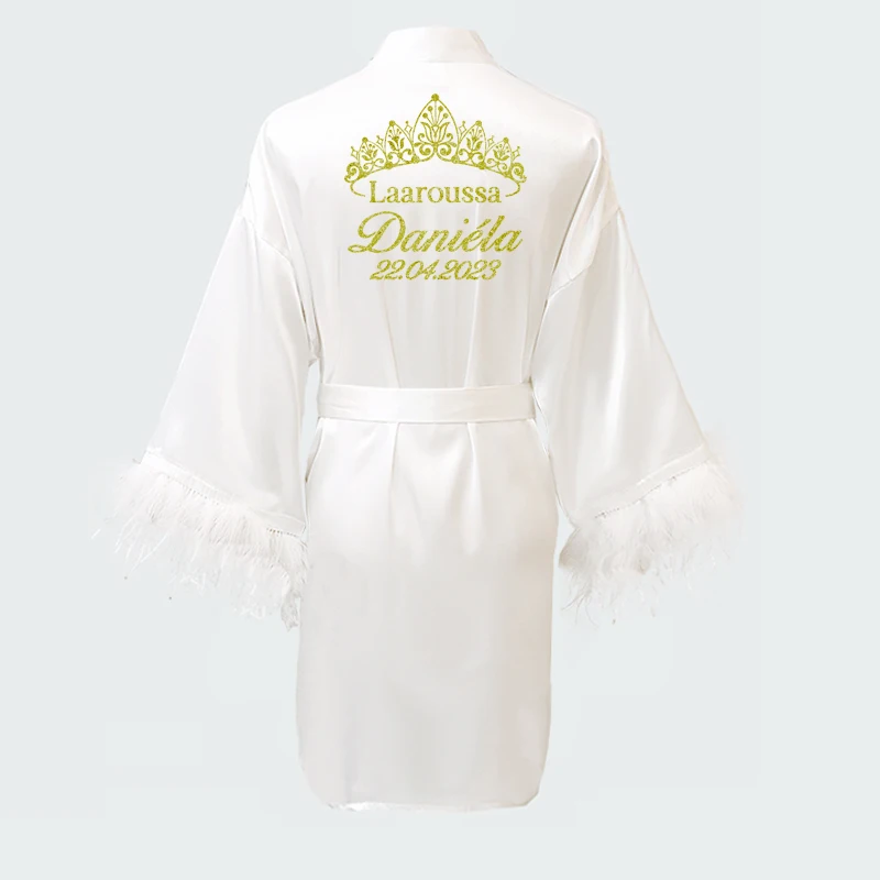 ส่วนบุคคลวันที่ชื่อลูกไม้ Kimono Robe ผู้หญิงงานแต่งงานเจ้าสาว Bridesmaid Robes Bachelorette งานแต่งงาน Preparewear