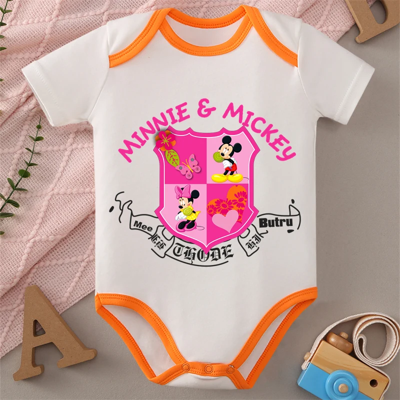

MINISO Mickey Love Minnie Print Baby Cloths 100% Cotton Jumpsuit Onesie Bodysuit for 0 To 12 Months Newborn Best Gift for Baby