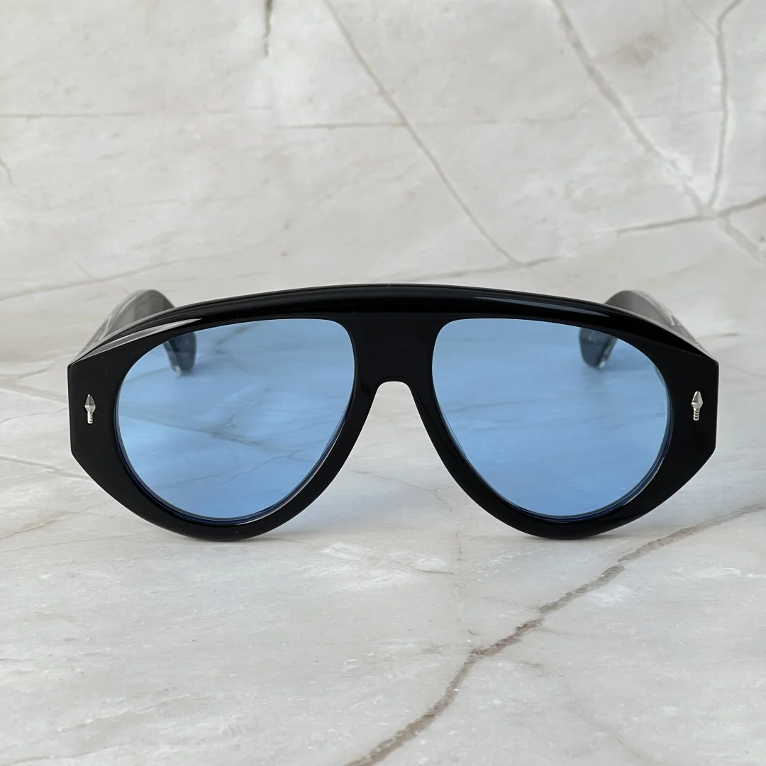 JMM Handmade Thick Oval Acetate Sunglasses UV400 Vintage Punk High Street Classic Eyewear for Men with Case