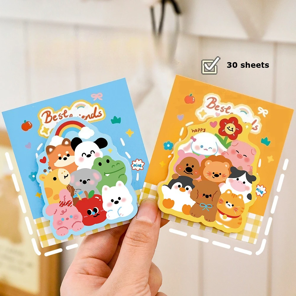 

Милые декоративные стикеры-заметки в виде мультяшных животных (Jenga Memo Notes) для студентов, многоразовые, для сообщений, в подарок