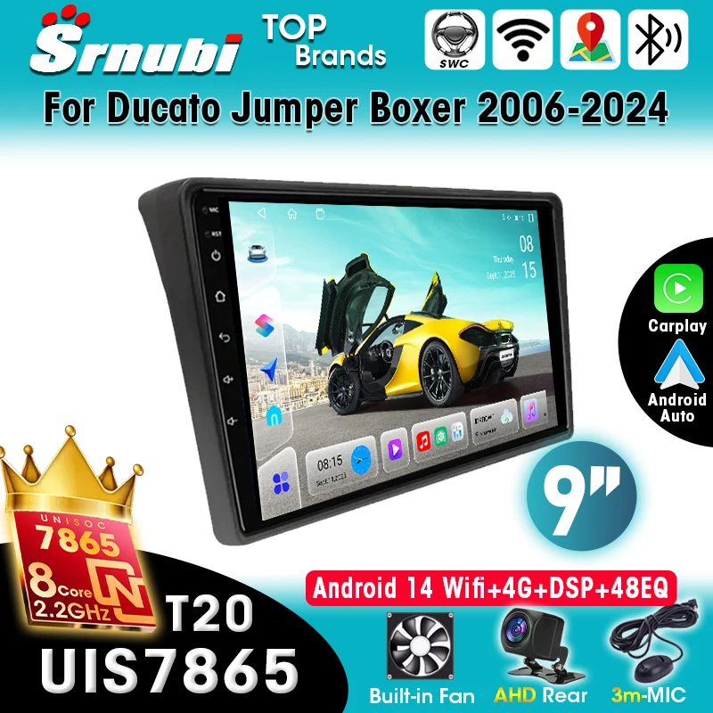 Android 14 Autoradio für Fiat Ducato 3 Peugeot Boxer 2 2006-2022 GPS 4G WIFI BT DSP RDS FM Navigation Multimedia Videoplayer