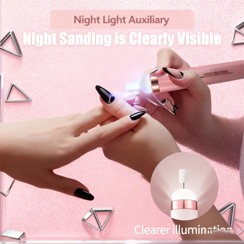 5 in 1 ポータブル電動ネイルドリルセット ライト付き マルチファイル USB充電式ネイルセット ネイルツール