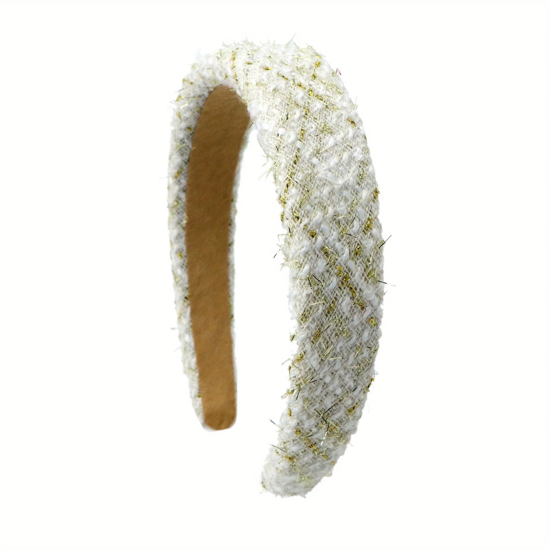 

Band for Women Girls Gift Ready Holiday Present Elegant Tartan Headband with Gold Thread Detail Wide Sponge Non-Slip Hair