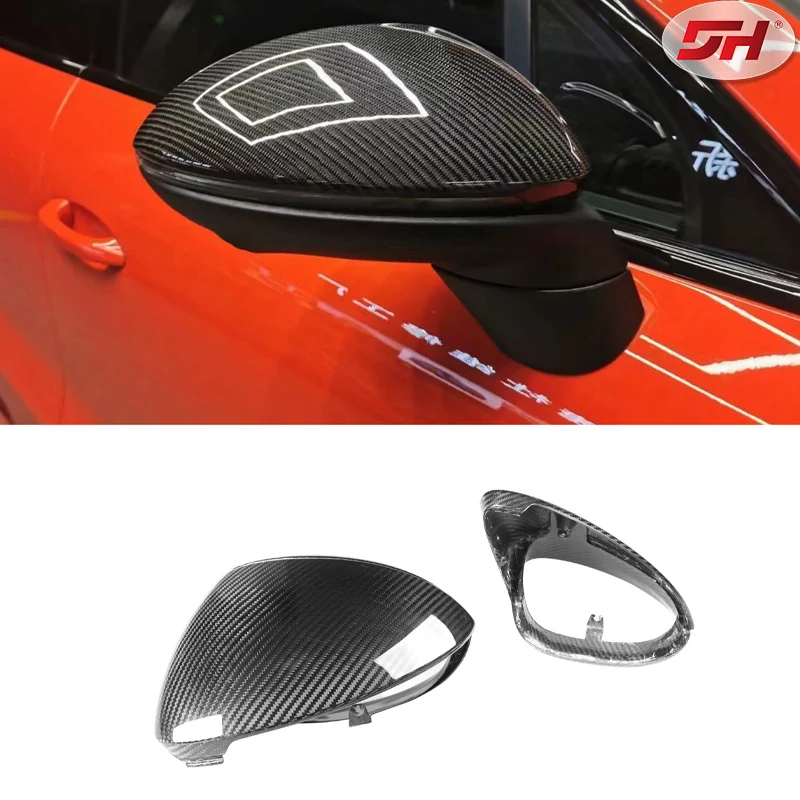 Car Dry Carbon Fiber for Porsche Cayenne Replace Carbon Fiber Rearview Mirror Cover 18-up (Left-hand Drive)