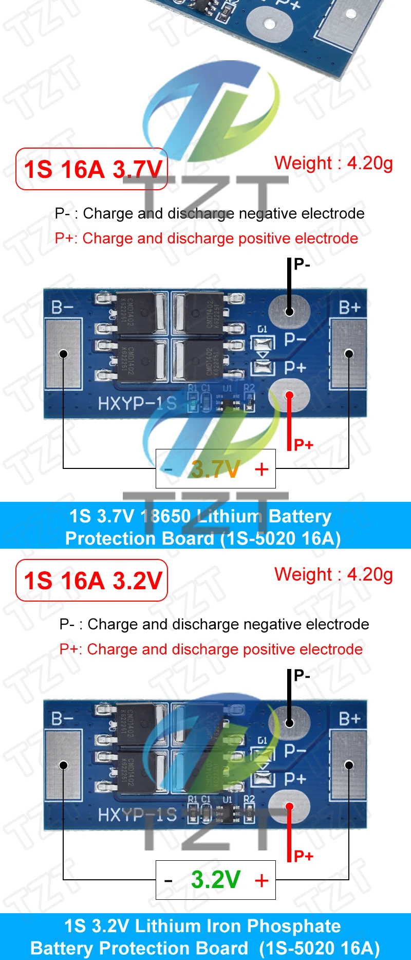 TZT 1S 3,2V 3,7V 16A LiFePO4 Li-Ionen Lithium-Batterie-Schutzplatine BMS PCB PCM Zellpack Überlade- und Tiefentladeschutz – Detail 6
