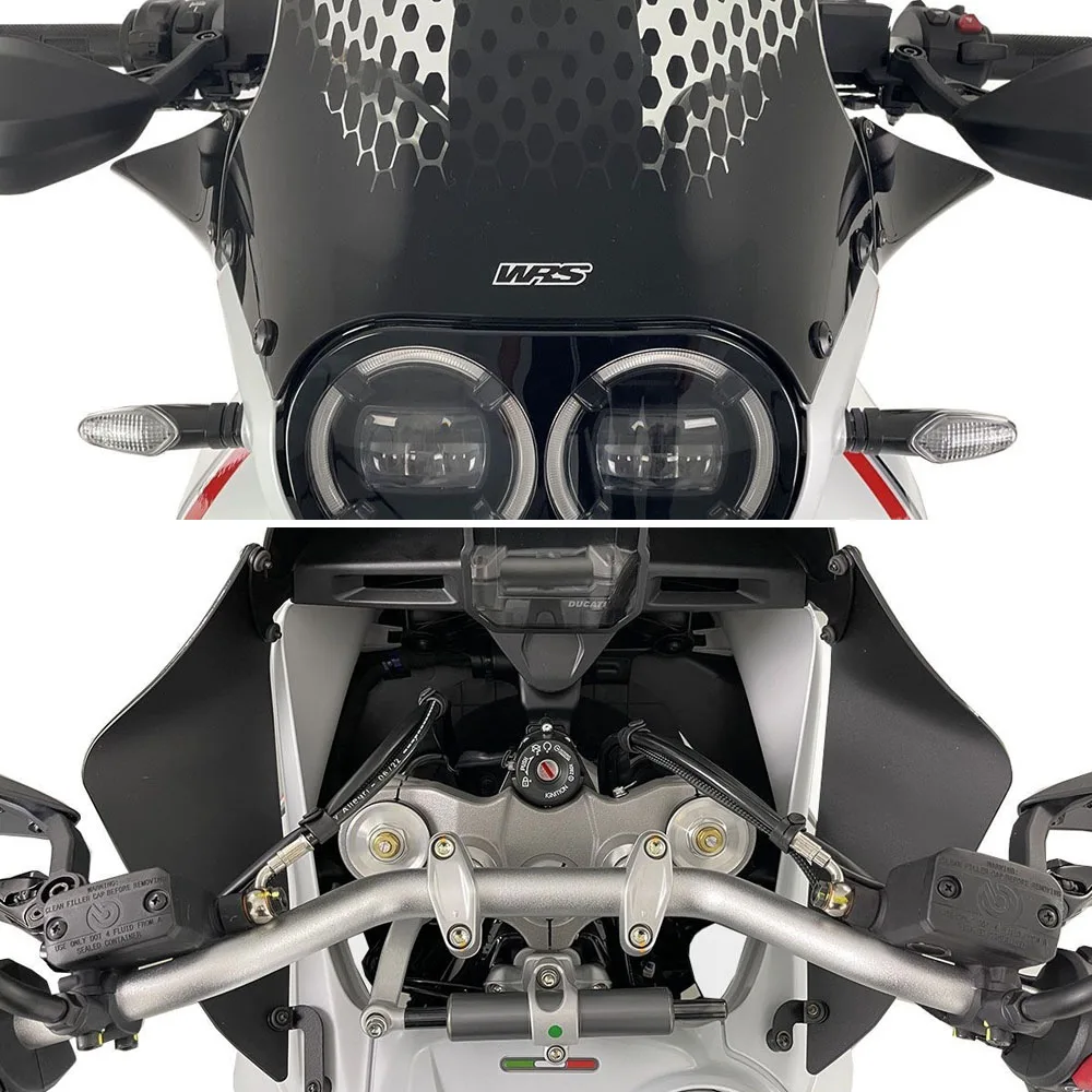 NEW Motorcycle PAIR SIDE AIR DEFLECTORS WRS GLOSS BLACK For Ducati Desert X DesertX 2022 2023